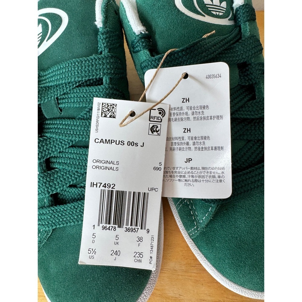 Adidas Campus 00s J Collegiate Green White Gum Sneakers Women's 7 / Kids 5.5 - Picture 7 of 10